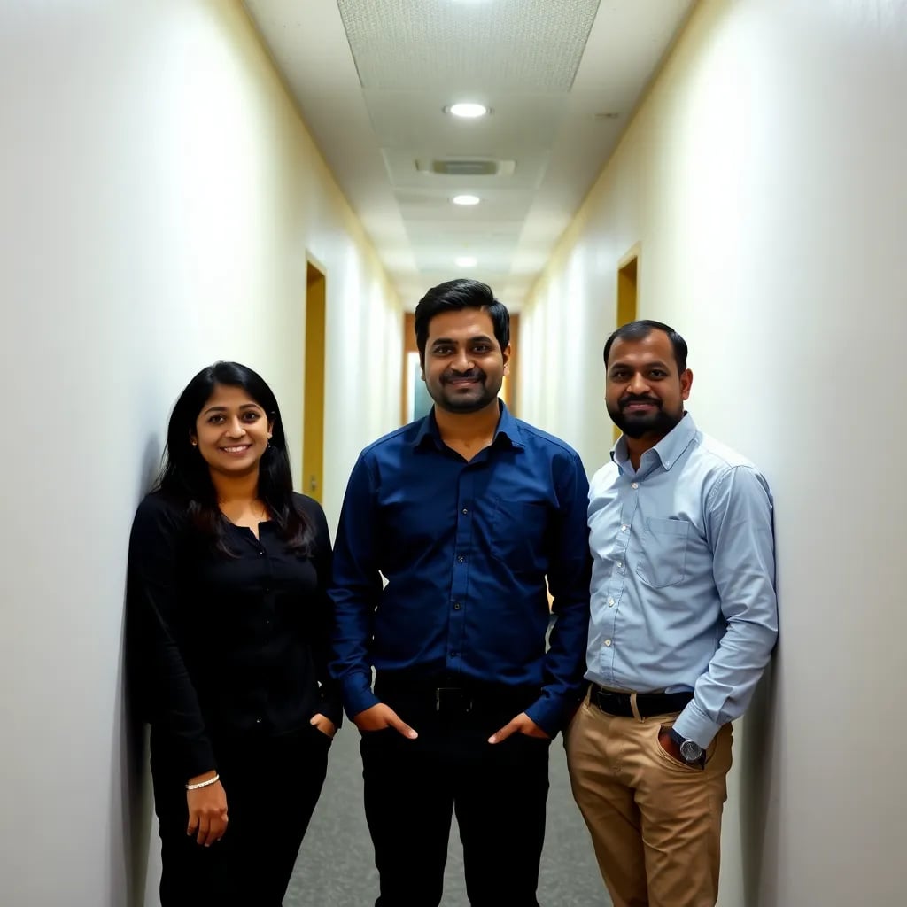 The team at Trivedi Global Solutions collaborating in their office.